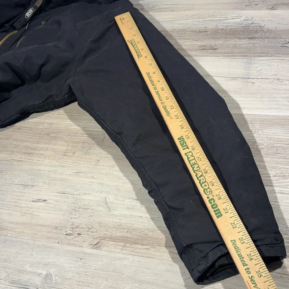 RW Rugged Wear Heavy Duty Hooded Work Jacket Men's Sz XL Black 3M Thinsulate